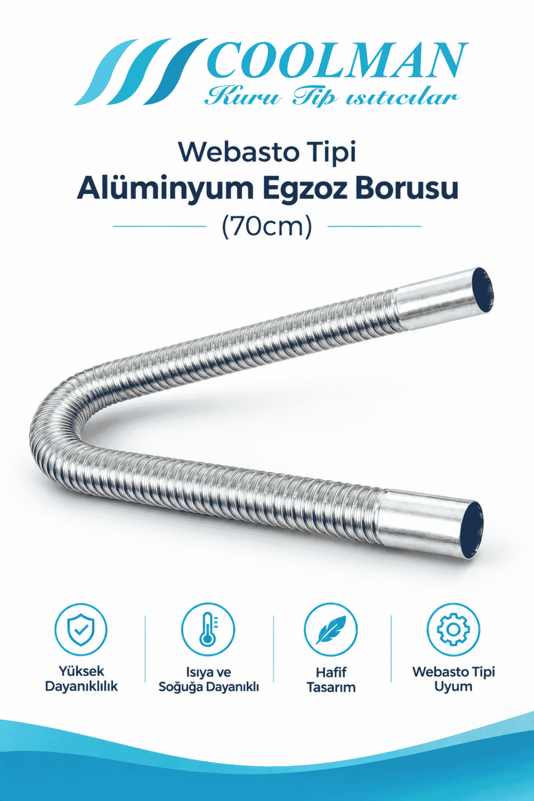 Webasto Tipi Alüminyum Egzoz Borusu (70cm)