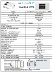 Haier Elektrikli Park Kliması (24V)