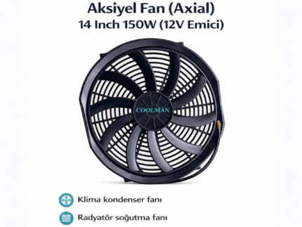 Aksiyel Fan (Axial) 14 Inch 150W (12V Emici)